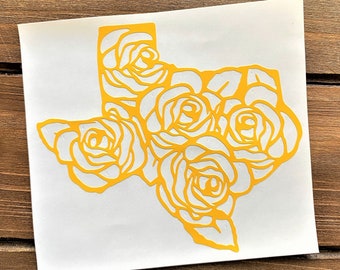 Texas Rose Decal - Yellow Rose of Texas - Rose Decal - Texas Decal