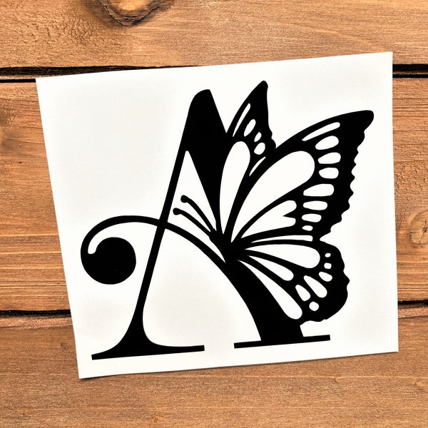 Butterfly Initial - Butterfly Monogram - Initial Decal - Butterfly Decal