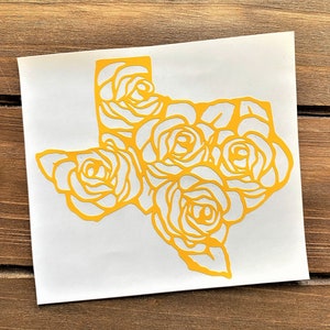 Texas Rose Decal - Yellow Rose of Texas - Rose Decal - Texas Decal
