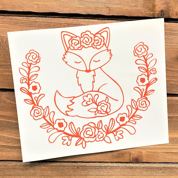Fox Decal - Floral Fox Decal - Boho Decal