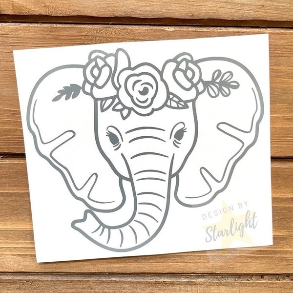 Elephant Decal - Floral Elephant - Boho Elephant - Boho Decal