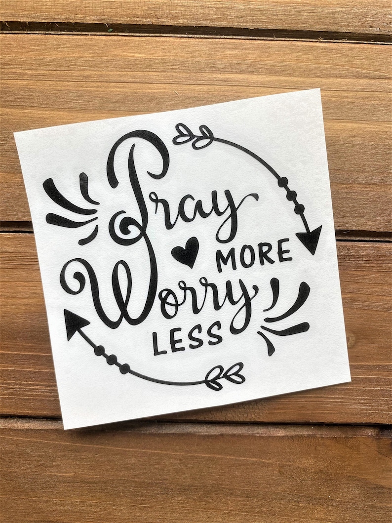 Pray More Worry Less Decal - Pray - Religious Decal afbeelding 1