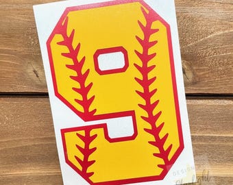 Softball Number Decal - Softball - Softball Sticker -  Sports Decal