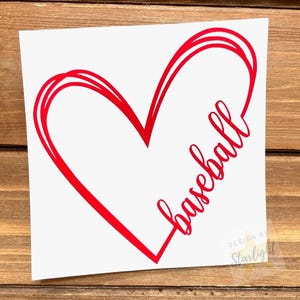 Baseball Heart Decal - Baseball Sticker - Sport Decal