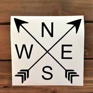 Compass Decal - Compass Arrows - Glitter Decal - North South East West - Laptop Decal - Car Decal - Tumbler Decal - Phone Decal
