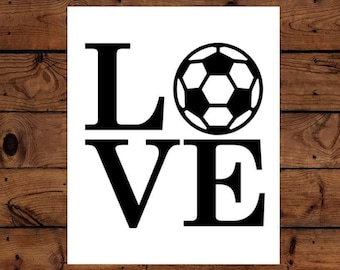 LOVE Soccer Decal - LOVE Soccer Sticker - Glitter Soccer - Soccer Mom - Laptop Decal - Cell Phone Decal - Car Decal - Tumbler Decal