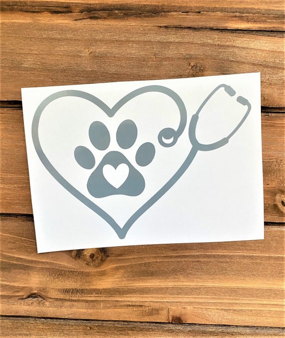 Veterinary Stethoscope Paws Decal Sticker, Custom Made In the USA, Fast  Shipping