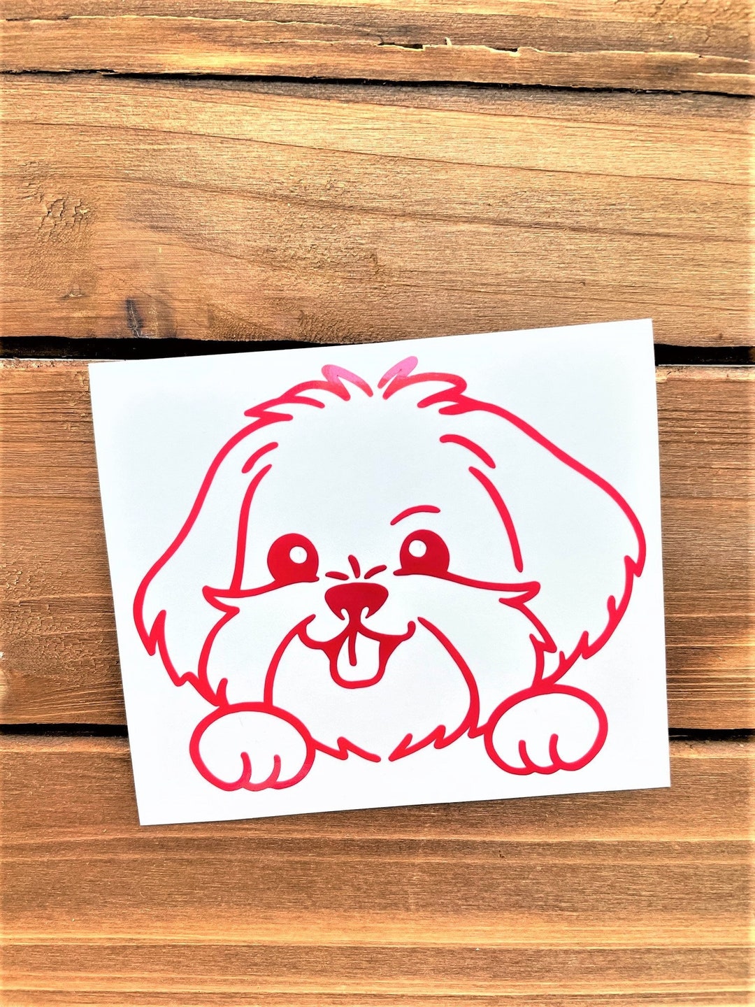 Sticker Olografico Fluo CANE MALTESE Adesivo Decal Moto Casco Army Murale Casa