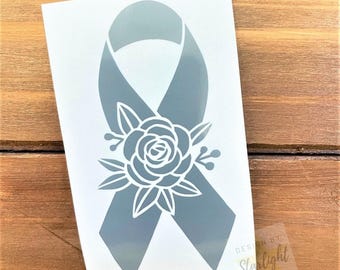 Cancer Ribbon - Brain Cancer - Gray Ribbon - Awareness Decal - Cancer Awareness - Vinyl Sticker