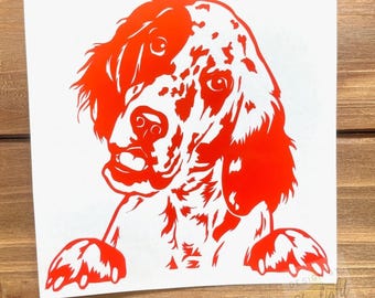 English Setter Decal - Peeking English Setter Decal - English Setter - English Setter Sticker - Dog Decal - Dog Sticker