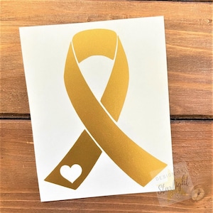 Cancer Ribbon - Childhood Cancer - Gold Ribbon - Awareness Decal - Cancer Awareness - Vinyl Sticker