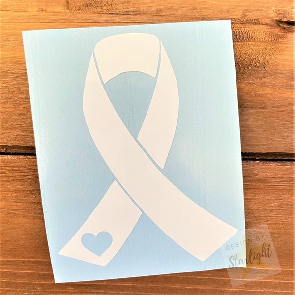 Cancer Ribbon - Lung Cancer - White Ribbon - Awareness Decal - Cancer Awareness - Vinyl Sticker