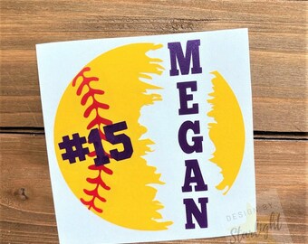 Softball Decal - Softball Player Decal - Softball With Name - Softball Team - Softball Sticker -  Sports Decal
