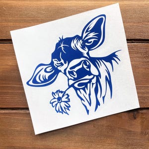 Cow Decal - Cow with Flower - Cow Sticker