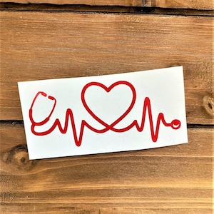 Heartbeat Stethoscope Decal - Heart - Medical Decal