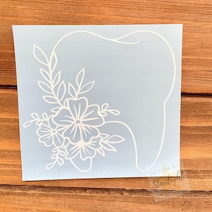 Floral Tooth Decal - Dental Decal - Dental Hygienist Decal - Tooth - Dentist