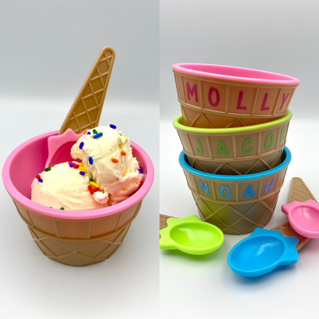 Sprinkles Personalized Ice Cream Bowl, Personalized Kids Ice Cream Bowl,  Initial Ice Cream Bowl, Cute Sprinkles Design, Custom gfyu1456323 