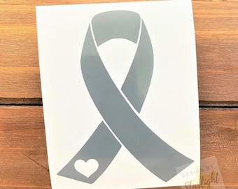 Cancer Ribbon - Brain Cancer - Gray Ribbon - Awareness Decal - Cancer Awareness - Vinyl Sticker