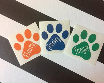Paw Print Decal - Glitter Paw Print - Pet Name Decal - Customized Decal /Pet Vinyl Decal - Car Decal - Tumbler Decal