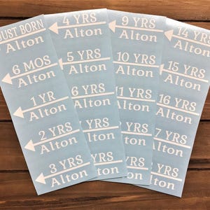 Height Markers - Growth Chart Stickers - Personalized Height - Height Markers For Growth Chart - Vinyl Decal Arrows - Arrows With Years