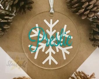 Name Ornament - Snowflake Ornament - Acrylic Ornament - Clear Ornament - Personalized Ornament