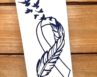 Cancer Ribbon - Colorectal Cancer - Colon Cancer - Diabetes Awareness - Blue Ribbon - Awareness Decal - Cancer Awareness - Vinyl Sticker