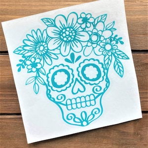Sugar Skull Decal - Floral Sugar Skull - Dia de Los Muertos - Day of the Dead - Candy Skull
