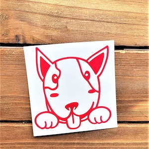 Bull Terrier Decal - Peeking Bull Terrier - Bull Terrier Sticker - Terrier - Dog Decal - Dog Sticker