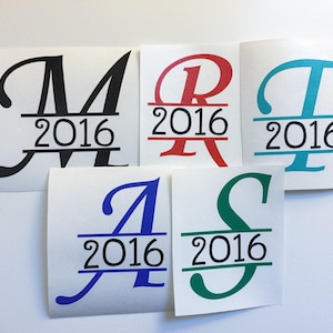Initial Decal - Split Letter Initial - Glitter Decal - Vine Monogram - Tumbler Monogram - Yeti Monogram - Car Decal - Computer Decal