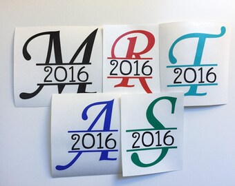 Initial Decal - Split Letter Initial - Glitter Decal - Vine Monogram - Tumbler Monogram - Yeti Monogram - Car Decal - Computer Decal
