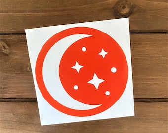 Moon & Star Decal - Moon and Stars - Space - Circle Decal - Crescent Moon