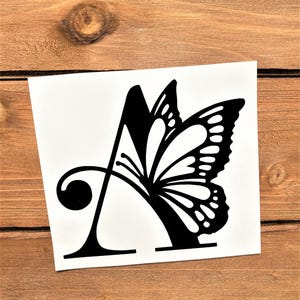 Butterfly Initial - Butterfly Monogram - Initial Decal - Butterfly Decal