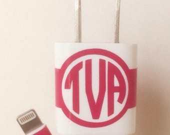 iPhone Charger Decal - iPhone Charger Wrap - iPhone Accessories - iPhone Cord - Phone Decal - Phone Monogram