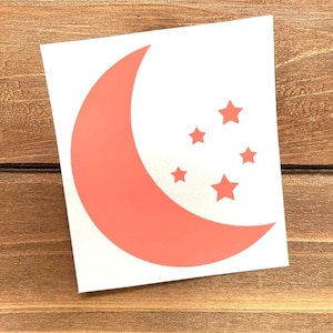 Moon & Stars Decal - Moon and Stars - Space - Circle Decal - Crescent Moon - Outerspace