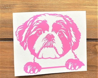 Shih Tzu Decal - Peeking Shih Tzu - Shih Tzu Sticker - Dog Decal - Dog Sticker