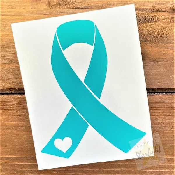 Cancer Ribbon - Ovarian Cancer - Teal Ribbon - Awareness Decal - Cancer Awareness - Vinyl Sticker