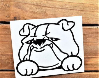 Bulldog Decal - Peeking Bulldog - Bulldog Sticker - English Bulldog - Dog Decal - Dog Sticker