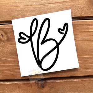 Monogram With Heart - Initial With Heart Loop Accent - Initial Decal - Heart Decal