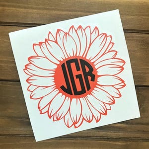 Sunflower Monogram Decal - Monogram Decal - Sunflower - Circle Monogram - Glitter Decal - Personalized Decal - Car Decal - Tumbler Decal