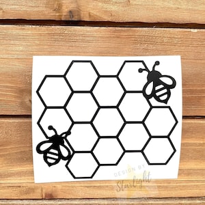 Honeycomb With Bees Decal - Bee Decal - Honeycomb Pattern