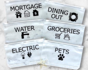 A6 Cash Envelopes With Icons - Budget Envelopes - Designs - Cash Stuffing - Budgeting - Budget Planning - Envelope System - Zipper Envelopes