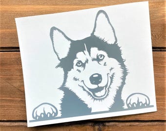 Husky Decal - Peeking Husky - Siberian Husky - Husky Sticker - Dog Decal - Dog Sticker