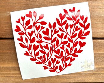Vine Heart Decal - Floral Heart - Heart Sticker