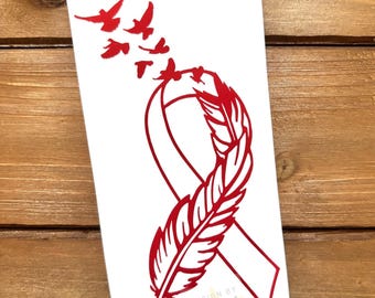 Heart Disease Awareness Ribbon - Cardiovascular - Heart Health - Red Ribbon - Awareness Decal - Cancer Awareness - Vinyl Sticker