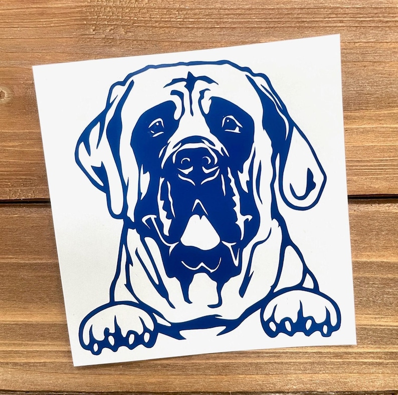 English Mastiff Dog Decal - Peeking English Mastiff - English Mastiff Sticker - Dog Decal - Dog Sticker image 1