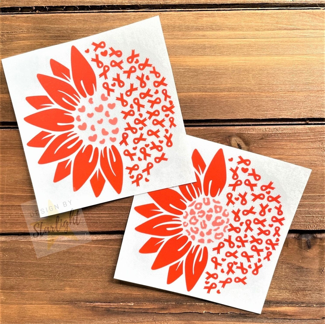 Sunflower Cancer Ribbon Leukemia Kidney Cancer Orange Ribbon Awareness