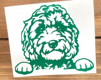 Labradoodle Dog Decal - Peeking Labradoodle - Labradoodle Sticker - Dog Decal - Dog Sticker