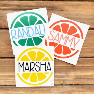 Fruit Slice With Name Decal - Lemon - Lime - Grapefruit - Orange - Fruit Decal - Fruit Sticker - Name Decal - Any Name