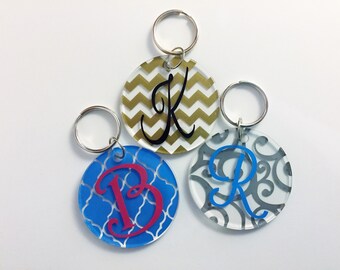 Initial Monogram Keychain - Personalized Keychain - Acrylic Monogram Keychain - Luggage Tag - Diaper Bag Tag