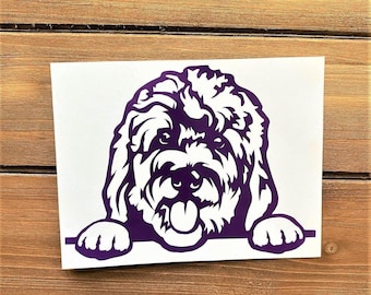Goldendoodle Decal - Peeking Goldendoodle - Goldendoodle Sticker - Dog Decal - Dog Sticker